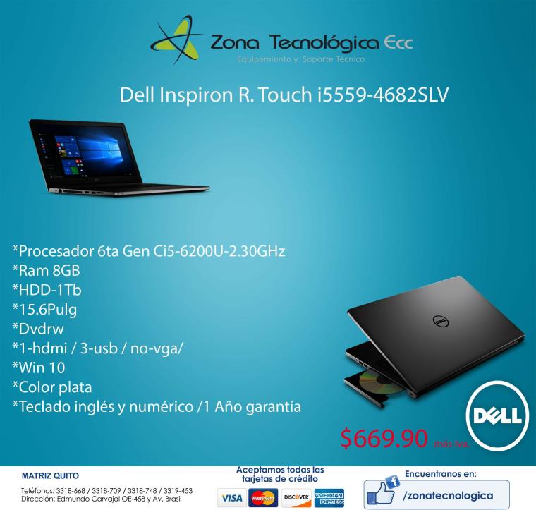 Dell Inspiron R Touch I5559-4682SLV Regreso a clases con ofertas actuales